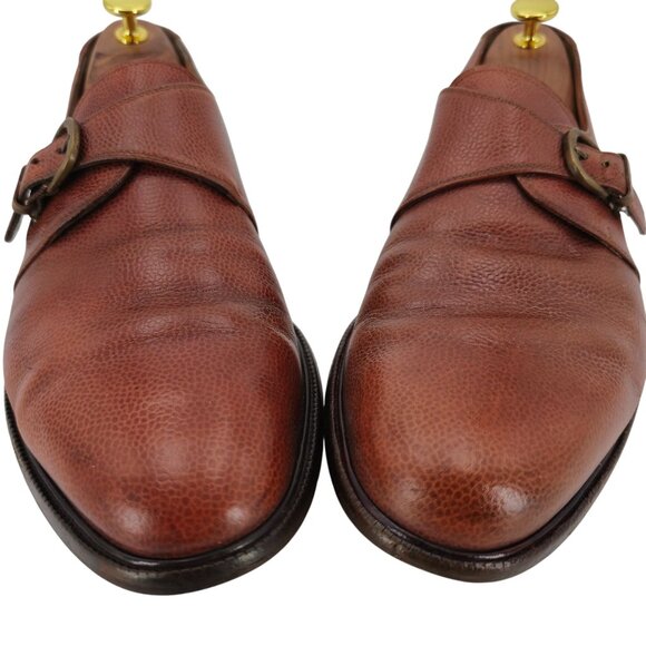 Salvatore Ferragamo Italy Dress Shoes Men's 9.5 Brown Leather Monk Strap Loafers - Picture 9 of 12